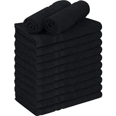 Afbeelding van Utopia Towels Set van 12 katoenen woonkamerhanddoeken bleekbestendig katoen (40,6 x 68,6 cm) sporthanddoeken zonder bleekmiddel zwart