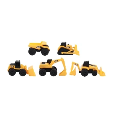 Image de CatToysOfficial Little Machines™ 5 Jouets de Construction CAT Véhicules Camion à Benne Basculante, Chargeuse sur Pneus, Bulldozer, Excavatrice et Pelle Rétrocaveuse en Jouet.