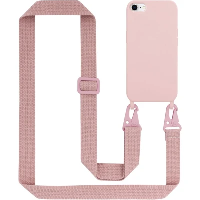 Afbeelding van Cadorabo Mobiele telefoon ketting geschikt voor Apple iPhone 7 / 7S 8 SE 2020 in LIQUID ROZE Silicone beschermhoes met lengte verstelbare koord riem