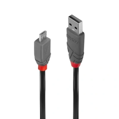 Afbeelding van LINDY USB kabel 2.0 A stekker, micro B stekker 0.20 m Zwart, Grijs 36730