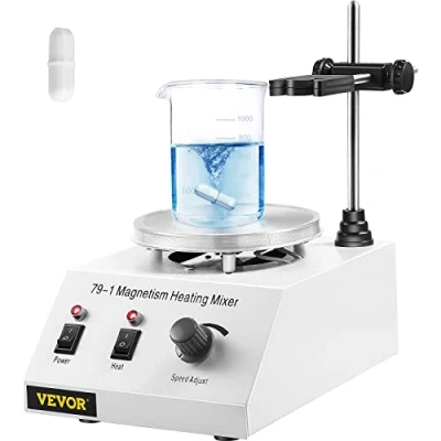 Afbeelding van VEVOR magnetische roerder 250 W 158 ℉/70 ℃ verwarmingsplaat met 0 tot 1600 rpm verstelbaar 1000 ml laboratorium houder, roerstaaf