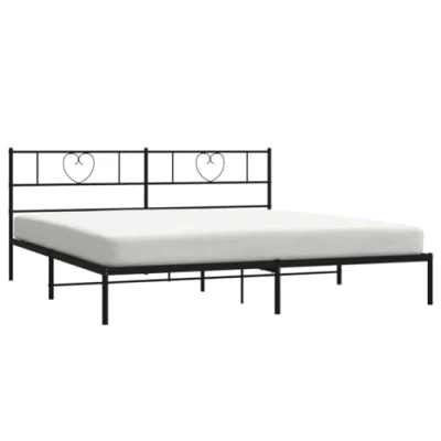 Afbeelding van Bedframe met hoofdbord metaal zwart 180x200 cm