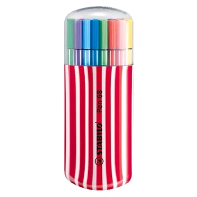 Image de Etui violet en plastique refermable zebrui de 20 feutres pointe moyenne pen68 coloris assortis stabilo 6820 02 1 5