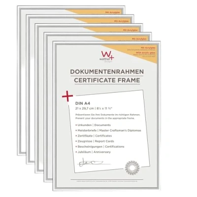 Afbeelding van Walther Design Lot van 5 frames KVX130S5 fotolijst New Lifestyle 21 x 29,7 cm, kunststof met acrylglas, zilver