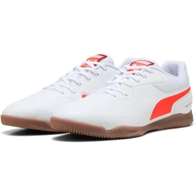 Afbeelding van Puma Truco III Unisex Zaalvoetbalschoenen, Maat: 43, White/glowing red/dark crimson /black Imitatieleer/ textiel