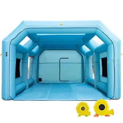 Image de VEVOR Cabine de Peinture Gonflable 7x4x2,5 m, Tente Pulvérisation pour Voiture, avec Système Filtration 2 Souffleurs, en Oxford, Station Travail Automobile, Garage, Atelier