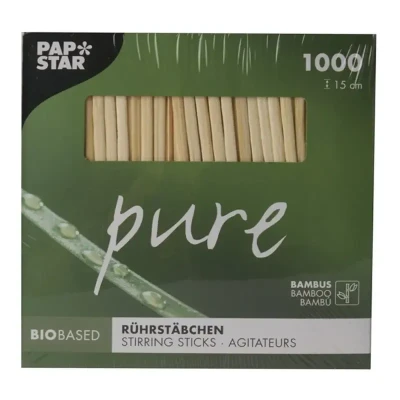 Afbeelding van Roerstaafjes van Bamboe &quot;Pure&quot; 150 x 3mm