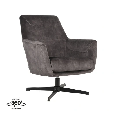Afbeelding van LABEL51 Fauteuil Toby Antraciet Velours