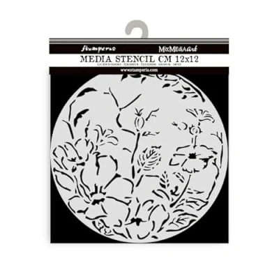 Afbeelding van Stamperia Round Frame with Flowers Thick Stencil 12x12cm (KSTDS25)