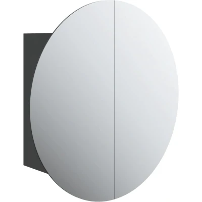 Afbeelding van vidaXL Badkamerkast met ronde spiegel en LED 47x47x17,5 cm zwart