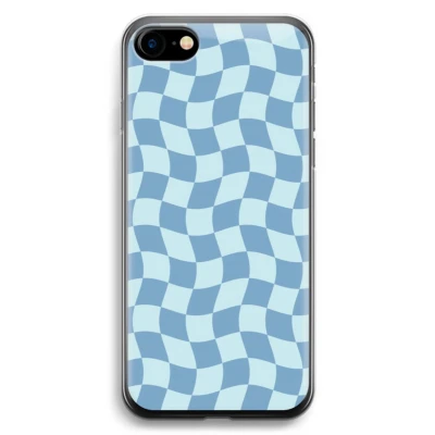 Afbeelding van Case Company® hoesje geschikt voor iPhone 7 Grid Blauw Soft Cover Telefoonhoesje Bescherming aan alle Kanten en Schermrand