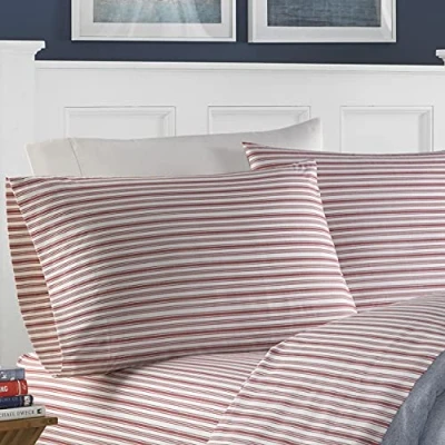 Afbeelding van Nautica Percal, katoen, vol, Coleridge Red Stripe, Queensize Maat