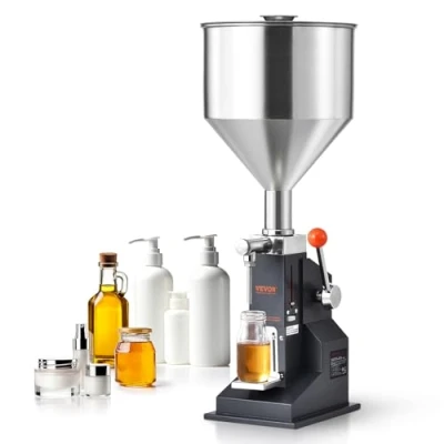 Image de VEVOR Machine de Remplissage Liquide Pâte Manuelle 5 100 mL Remplisseuse Bouteille Réglable Acier Inoxydable avec Trémie pour Lait, Eau, Jus, Huile Essentielle, Shampoing, Miel, Crème Cosmétique