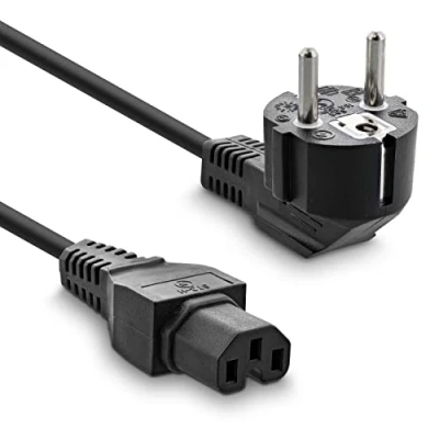 Image de Câble d&#039;alimentation InLine® CEE7 / 7 coudé vers C15 droit noir 1m