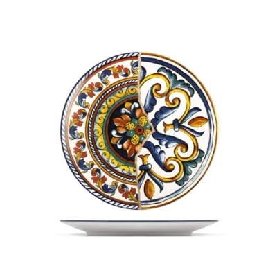 Afbeelding van H&amp;h Set van 6 platte borden steen, 26 cm