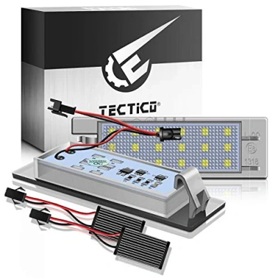 Afbeelding van TECTICO led kentekenplaatverlichting auto achterlichten ECE 3528 SMD Xenon wit ultra helder Canbus foutvrij voor Astra Cascada Corsa Insignia Meriva Zafira, 2 stuks