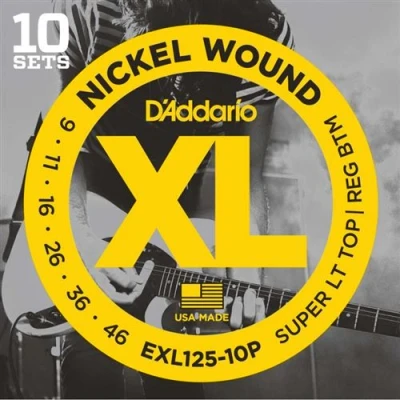 Image de 10 Jeux de cordes guitare électrique D&#039;addario EXL125 10P