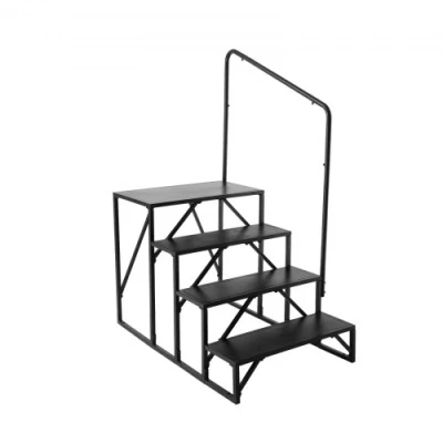 Image de VEVOR Marchepieds pour Camping cars 4 Marches, Escabeau de Caravane Charge 199,58 kg, Acier au Carbone Épaissi, avec Main Courante, Antidérapant Entrée et Sortie en Toute Sécurité, Remorque