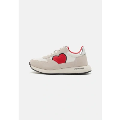 Afbeelding van Love Moschino DUNE Sneakers laag, Dames, Maat: 36, Bianco/argento/rosso Leer