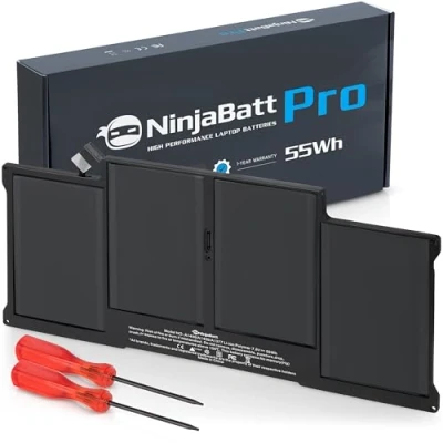 Afbeelding van NinjaBatt Accu A1466 A1496 voor MacBook Air 13 inch [2010 2011 2012 2013 2014 2015 2016 2017 jaar] A1369 A1405 A1377 High Performance [7200mAh/55Wh] /7,6 V ]