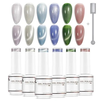 Afbeelding van Nicedeco 6 kleuren Cat Eye Gel Nail Polish Set UV/LED Soak Off Magnetische Art Manicure Pedicure voor Professional, Salon &amp; Thuis Gebruik 8 ml Kit 31