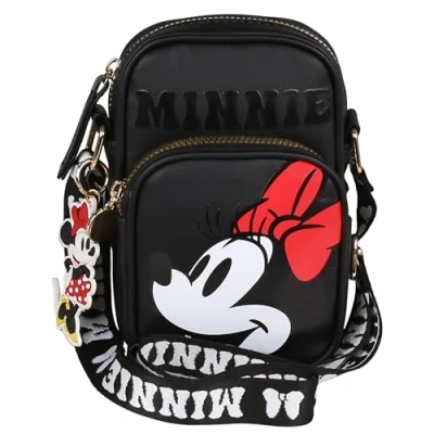 Afbeelding van Minnie Mouse Disney Zwart zakje, kleine handtas met verstelbare riem, mini portemonnee 18x6x12 cm