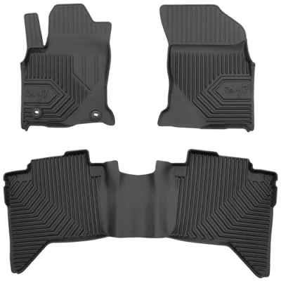 Afbeelding van M MOTOS Rubberen vloermat voor Toyota Hilux VIII vanaf 2015, verbeter je reiscomfort met de nr. 77 zwarte antislip mat auto, alle weersomstandigheden, bescherming tegen vuil