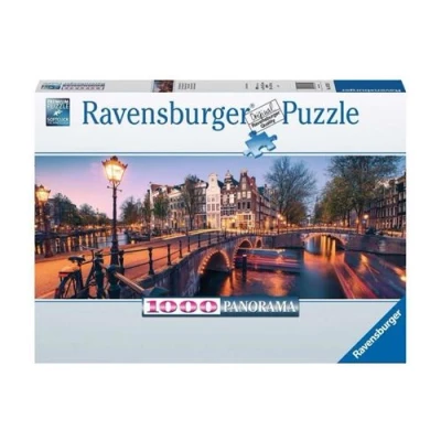 Afbeelding van Ravensburger Panorama Puzzel Avond in Amsterdam Legpuzzel 1000 stukjes
