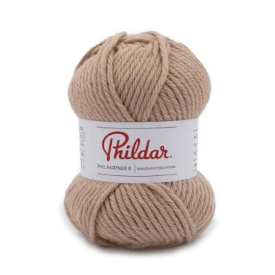 Afbeelding van Phildar Phil Partner 6 wol van 50 g breiwol 25% acryl, wol, 50% polyamide naald nr. kleur BICHE