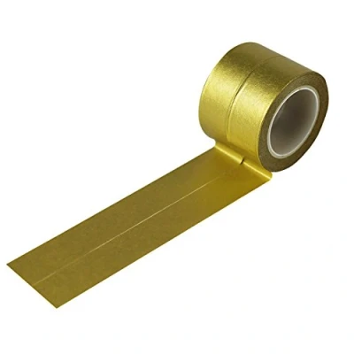 Afbeelding van UOOOM Washi plakband, 10 m x 15 mm, meerkleurig, voor knutselen, plakboek, decoratie, goud, 2 rollen