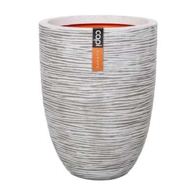 Afbeelding van Bloempot Nature Rib elegant laag 36x47 cm ivoorkleurig KOFI782