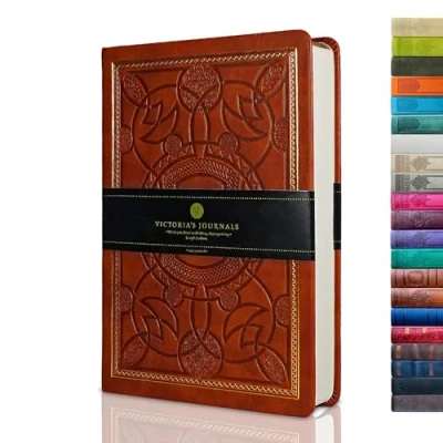 Afbeelding van Victoria&#039;s Journals Kunstlederen dagboek/reisdagboek, in vintage stijl, harde kaft, gelinieerd, 14,5 x 20,6 cm, bruin