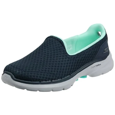 Afbeelding van Skechers Go Walk 6 Big Splash Sneakers voor dames, Navy Textiel Turquoise Trim