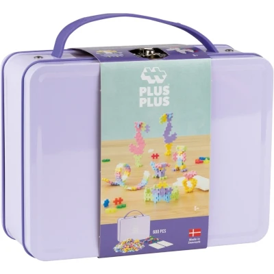 Afbeelding van Plus Basic Reiskoffer Metaal Pastel Constructiespeelgoed Set Met Bouwstenen 600 Delige Bouwset Bouwspeelgoed Vanaf 5 Jaar