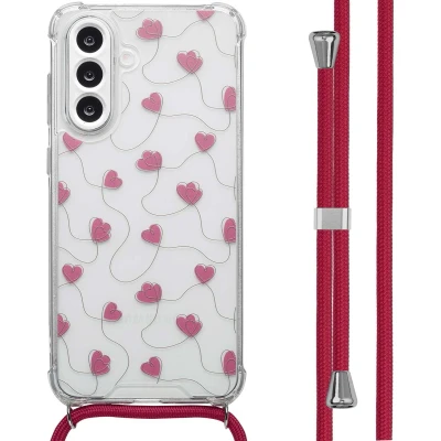 Afbeelding van imoshion Design hoesje met koord voor de Samsung Galaxy A56 Dusty Rose Connected Hearts