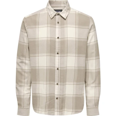 Afbeelding van Only &amp; Sons Gudmund Checked NOOS Overhemd, Heren, Maat: XL, Beige