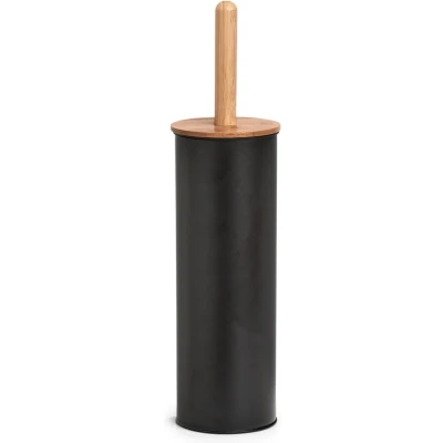 Afbeelding van Zeller WC/Toiletborstel in houder bamboe hout zwart H38 x D10 cm