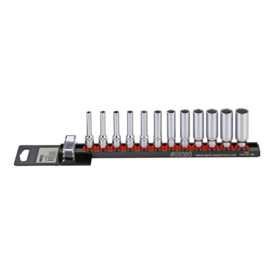Afbeelding van SONIC 101202 Doppenset 12 Twaalfkant Chroom vanadium staal, Aluminium 1/4 Vierkant