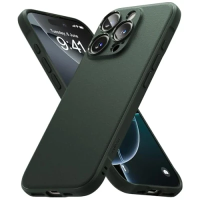 Afbeelding van Ringke beschermhoes compatibel met iPhone 16 Pro [Onyx] Schokbestendig, antislip, flexibel, ultradun, zacht, TPU, duurzaam, voor Pro, accessoires donkergroen