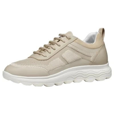 Afbeelding van Geox Spherica Sneakers laag, Dames, Maat: 37, Light taupe Textiel/ synthetisch