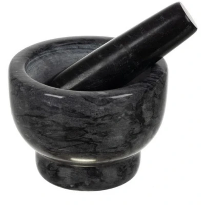 Afbeelding van Vijzel met Stamper Zwart Marmer Kruidenstamper Mortier en 12.5 x 9 cm