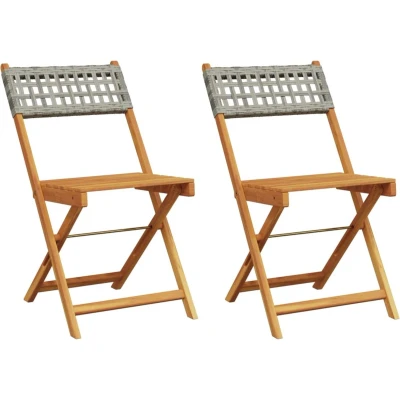 Afbeelding van Bistrostoelen 2 st massief acaciahout en poly rattan grijs