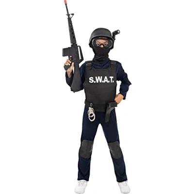 Afbeelding van FUNIDELIA Swat Kostuum voor jongens Maat: 107 113 cm Zwart