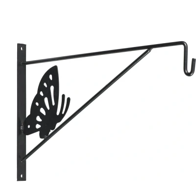 Afbeelding van Muurhaak decoratief met vlinder grijs h24 x 35cm Nature