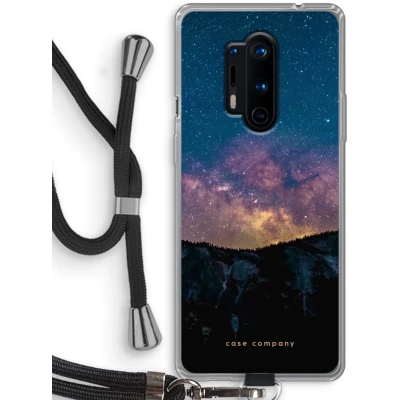 Afbeelding van Case Company® hoesje met Koord geschikt voor OnePlus 8 Pro Travel to space Telefoonhoesje Zwart Bescherming aan alle Kanten en Over de Schermrand