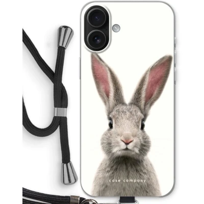 Afbeelding van Case Company® hoesje met Koord geschikt voor iPhone 16 Plus Daisy Telefoonhoesje Zwart Bescherming aan alle Kanten en Over de Schermrand