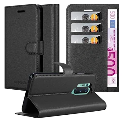 Afbeelding van Cadorabo Hoesje geschikt voor OnePlus 8 PRO in PHANTOM ZWART Beschermhoes met magnetische sluiting, standfunctie en kaartvakje Book Case Cover Etui