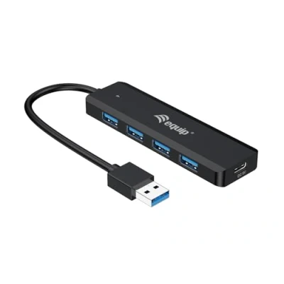 Afbeelding van Equip 4 Port USB 3.2 Gen 1 hub und Adapter für C (USB 2) multiport 5 poorten Zwart
