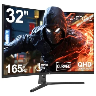 Afbeelding van Z Edge Gebogen gaming monitor 32 inch 2K QHD (2560 x 1440), 1 ms, 165 Hz, 16:9, AMD FreeSync, verstelbare helling, 1500R VA, 2xDP1.4 &amp; 2xHDMI2.0, 3000:1, RGB, VESA 75 mm