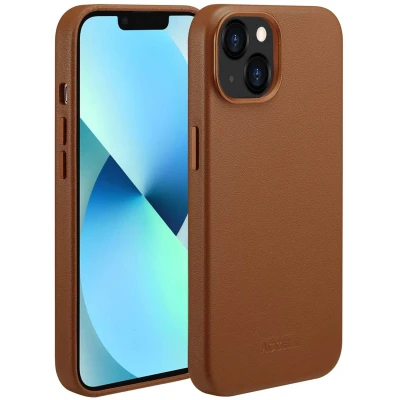 Afbeelding van Accezz Hoesje Geschikt voor iPhone 13 Pro MagSafe Leather Backcover bruin